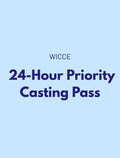 24-Hour Priority Casting Pass graphic by WICCE with 24-Hour Priority Casting Pass text on a light blue background.