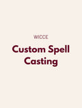 Custom Spell Casting graphic by WICCE with Custom Spell Casting text on a light beige background.