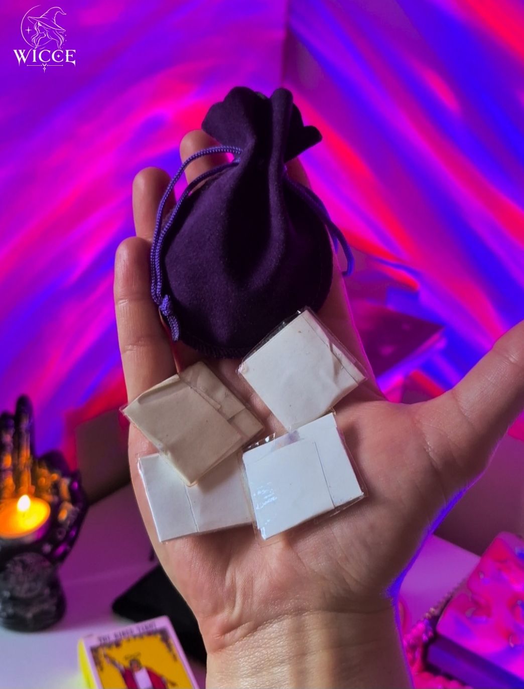 Traditional Slavic Amulet with Raskovnik in a black velvet pouch, shown with the included amulet pieces.